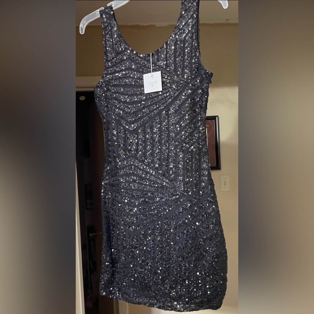 NWT Black Sequin Sleeveless Cocktail Dress